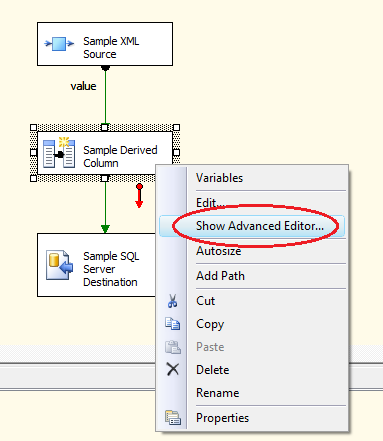 Screenshot of SSIS