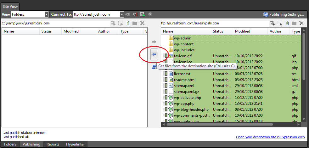 Synchronize website with local
copy