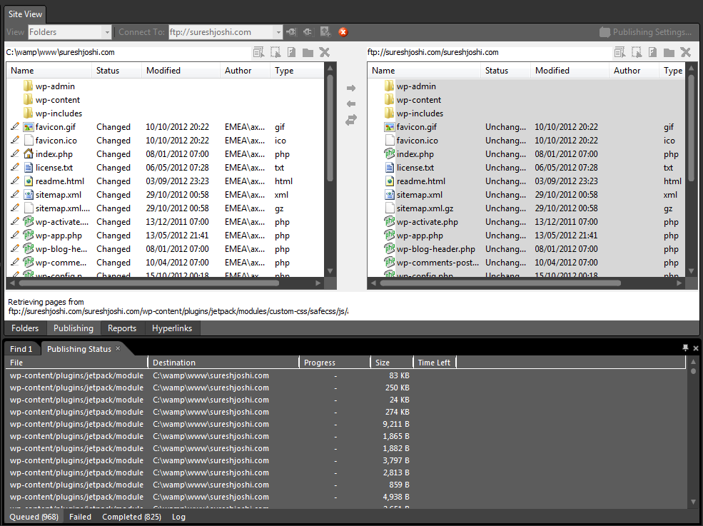 Process of transferring files from website to
local