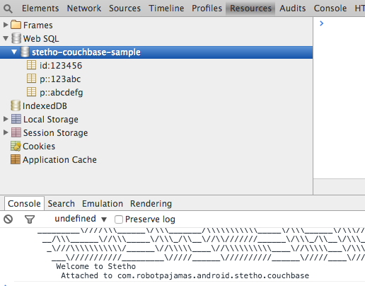 Couchbase example using Stetho