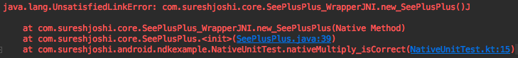 Stacktrace of an Android UnsatisfiedLinkError
