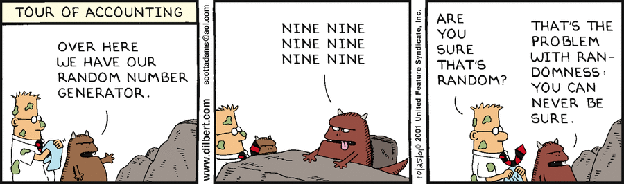 Dilbert comic about random number generators